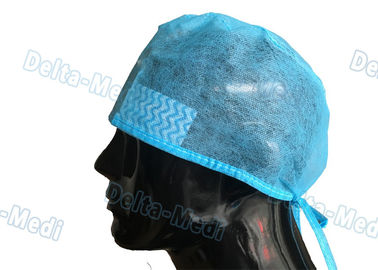 Голубые устранимые крышки хирурга, шляпы ПП/СМС устранимые хирургические с Свеатбанд
